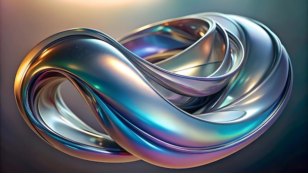 3D fluid abstract metallic holographic colored shape