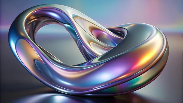 3D fluid abstract metallic holographic colored shape