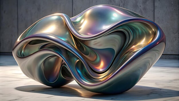 3D fluid abstract metallic holographic colored shapeground