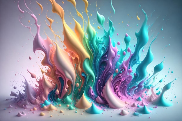 3d fluid pastel color brush strokes