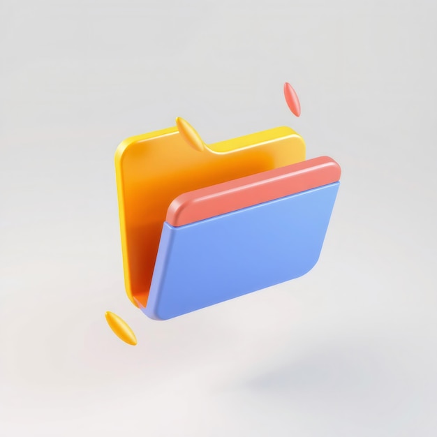 3D folder icon with yellow red and blue colors