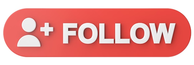 3D follow button 3D illustration