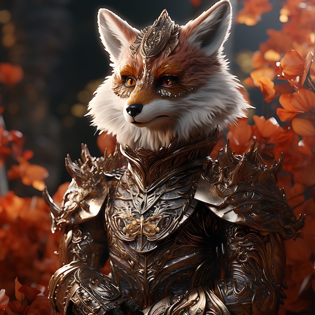 3d Fox Knight Realistic with Iron Cast Armor