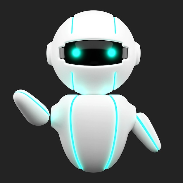 3D Friendly Cute robot virtual smart assistant bot chatbot mascot AI Artificial intelligence