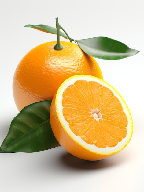 3d fruits realistic focus of orange