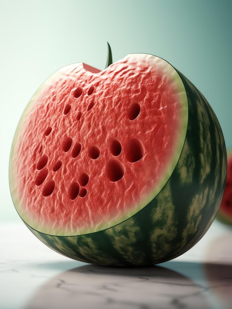 3d fruits realistic focus of watermelon