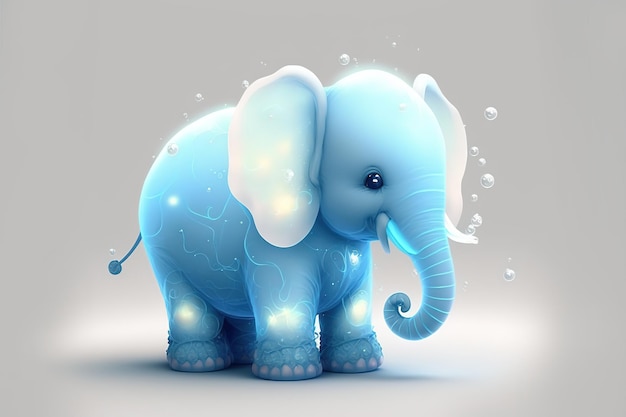 3d full body Elephant in cartoon style full studio center in small white background