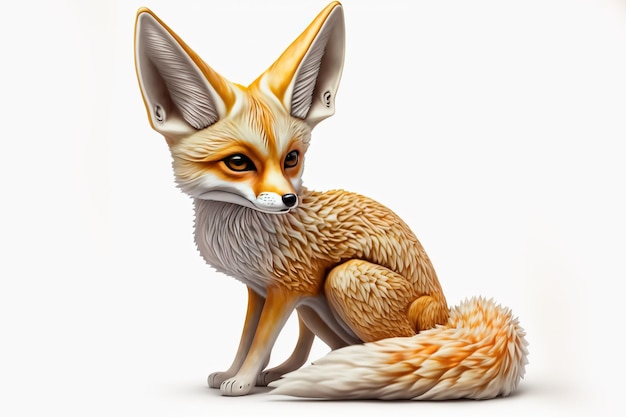 3d full body fox in cartoon style full studio center in small white background