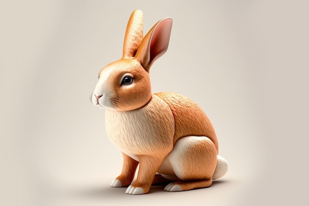 3d full body rabbit in cartoon style full studio center in small white background