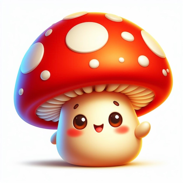 3D funny cartoon of an amanita mushroom AI generated