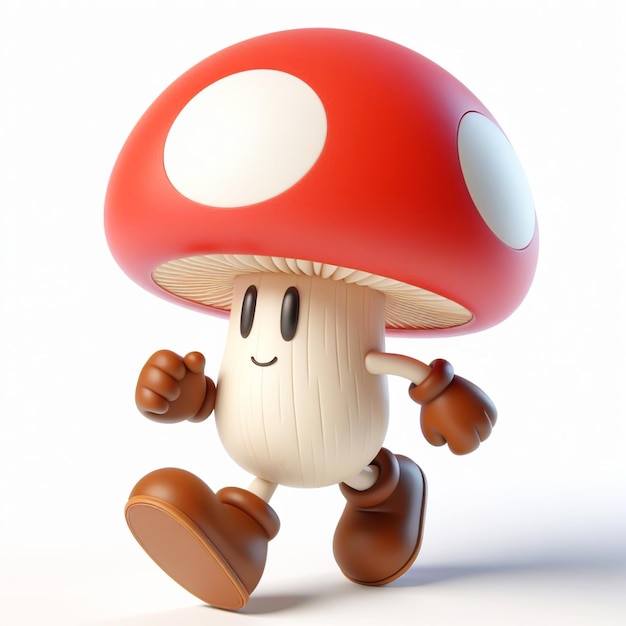 3D funny cartoon of an amanita mushroom AI generated