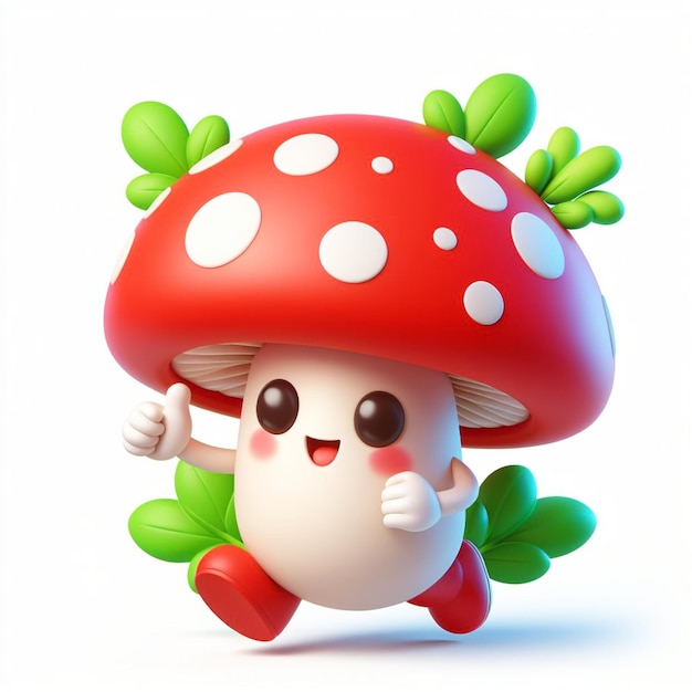 3D funny cartoon of an amanita mushroom AI generated