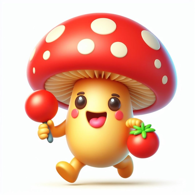 3D funny cartoon of an amanita mushroom AI generated