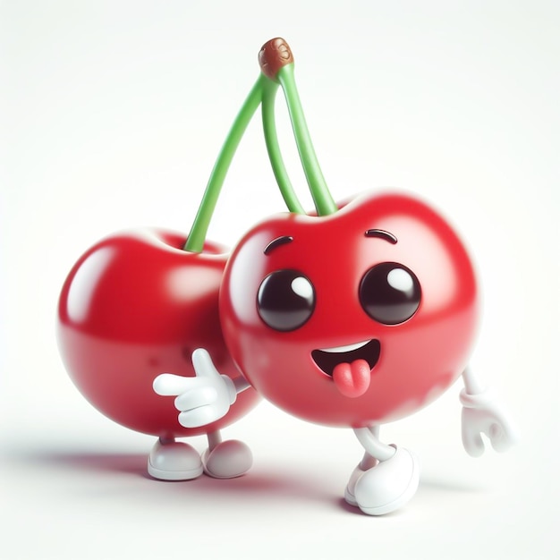 Photo 3d funny cartoon of cherries agriculture and healthy food ai generated