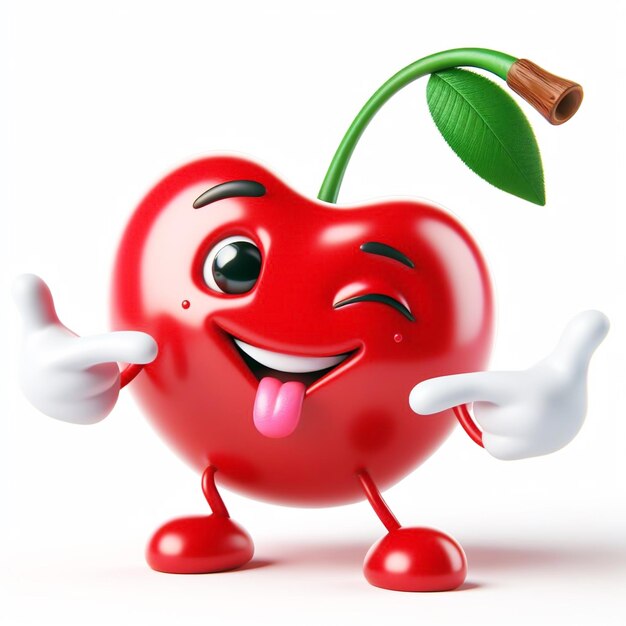 Photo 3d funny cartoon of cherries agriculture and healthy food ai generated