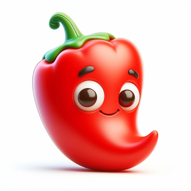 3D funny cartoon of red chili pepper Agriculture and healthy food AI generated