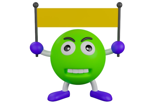 3D funny emoji with flag banner Emoticons faces with facial expressions