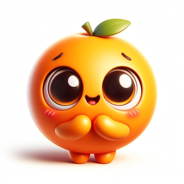 3D funny orange cartoon Fruit and agriculture for a healthy diet