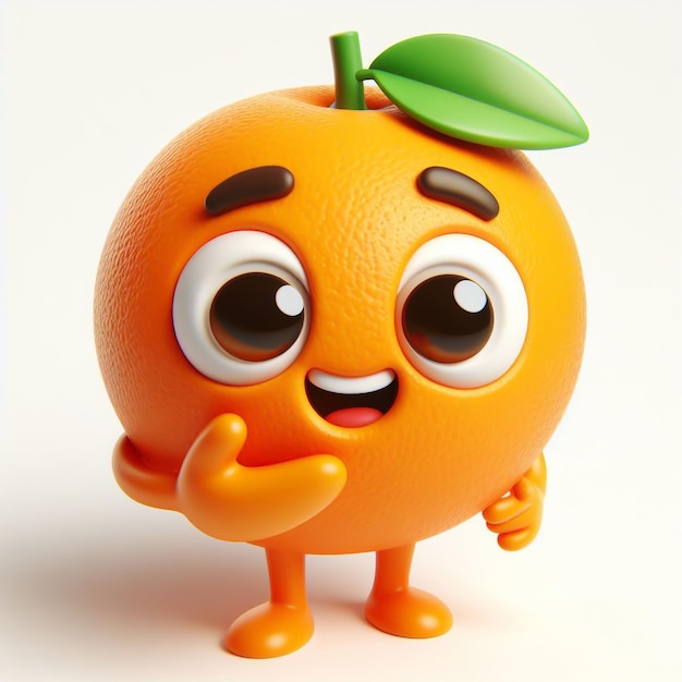 3D funny orange cartoon Fruit and agriculture for a healthy diet