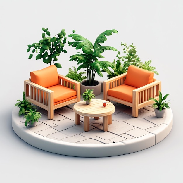 Photo 3d furniture icon stylish outdoor seating illustration logo