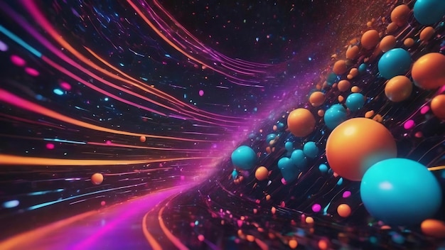 3d futuristic background with colorful flowing cyber dots