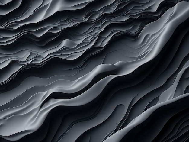 3D Futuristic Elegant Abstract Fluid Black Wave Monochrome Pattern Background