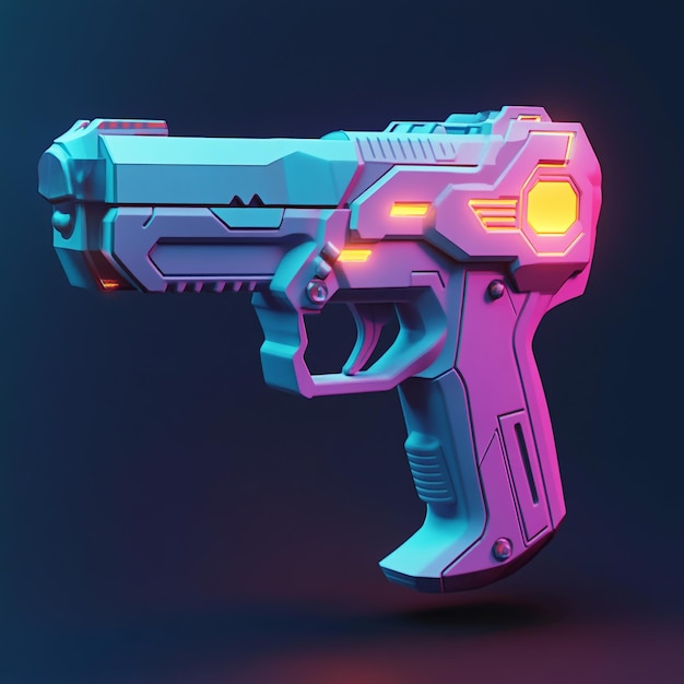 3D Futuristic Gun Icon Advanced Weaponry Design Illustration Logo