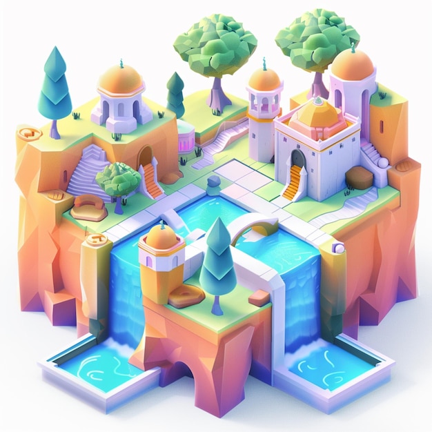 3d game plot illustration isometric style