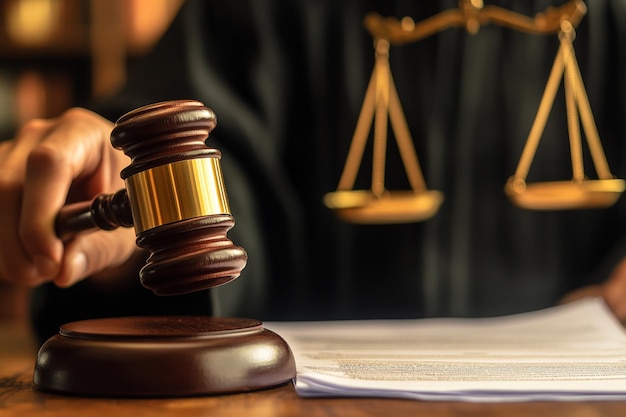 3D Gavel Scales and Law Books on a White Background