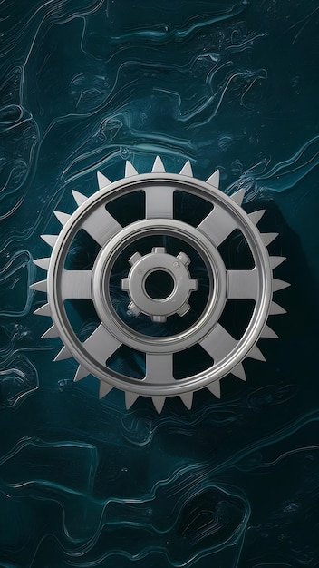 3d gear top view full length isolate on transparency background PNG