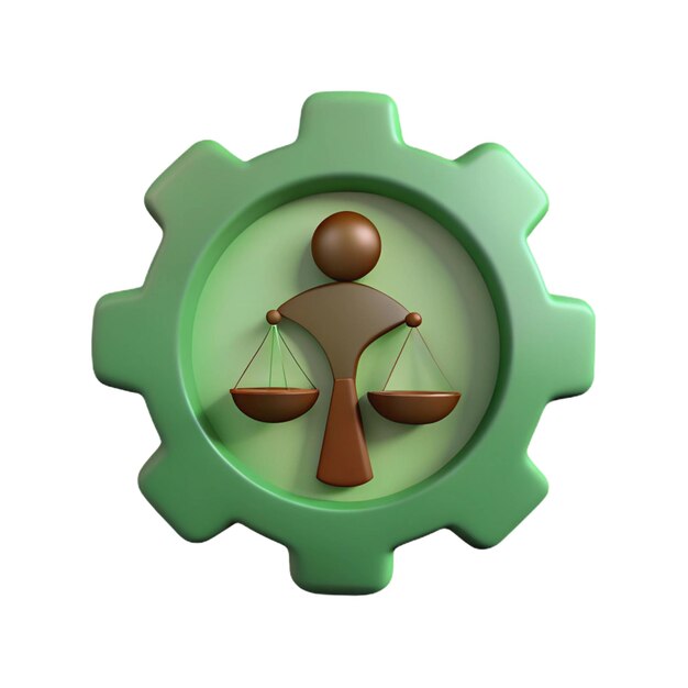 Photo 3d gear with scales of justice icon