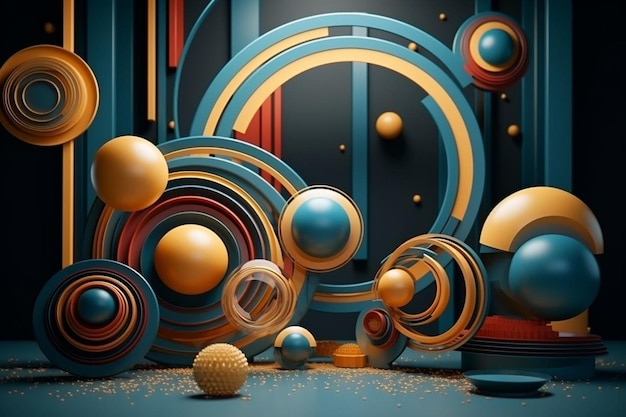 3d geometric background and copy space