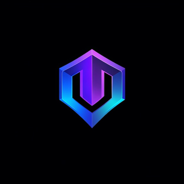 3D Geometric Hexagon Logo Design with Blue and Purple Gradient