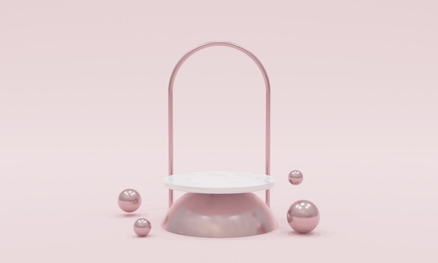 3d geometric pink podium for product placement