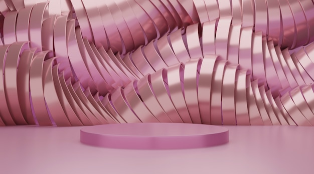 3d geometric pink podium scene for product display.