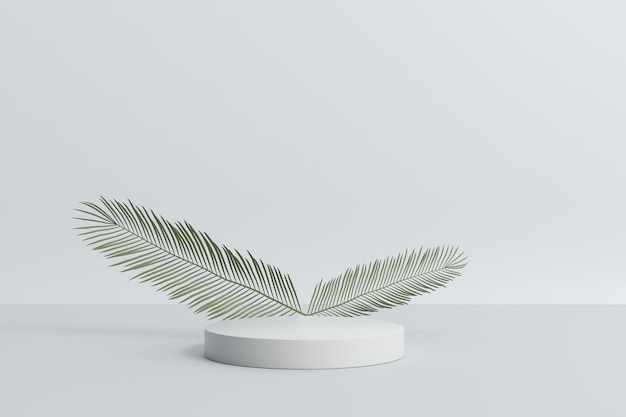 3d geometric podium mockup leaf tropical natural concept for showcase green background Abstract mini