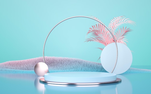 3d geometric podium for product placement with circular background