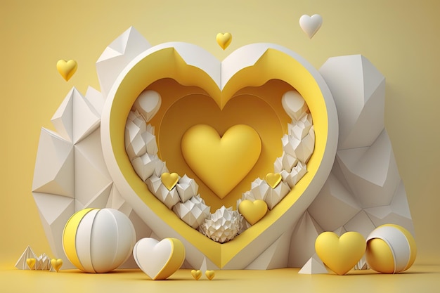 3d geometry beautiful yellow and white Valentine's Day Illustration