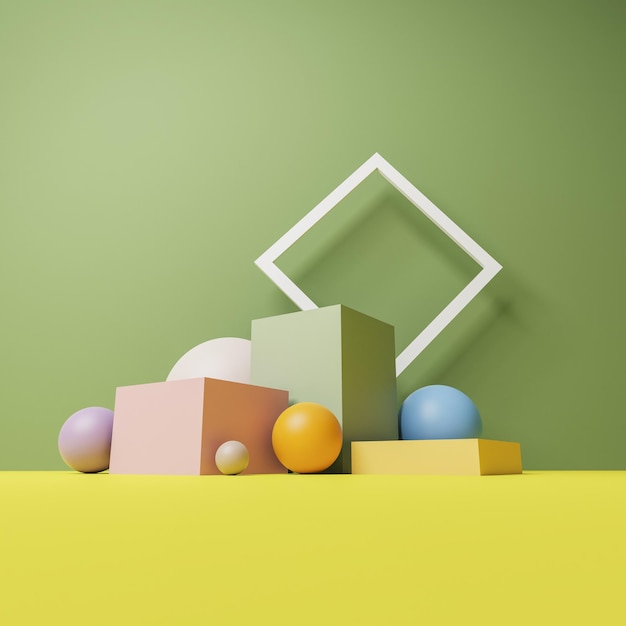 3d geometry on pastel colour background