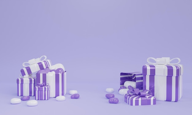 3D Gift box background with very peri purple trend of color