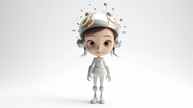 3D girl cartoon character with white background