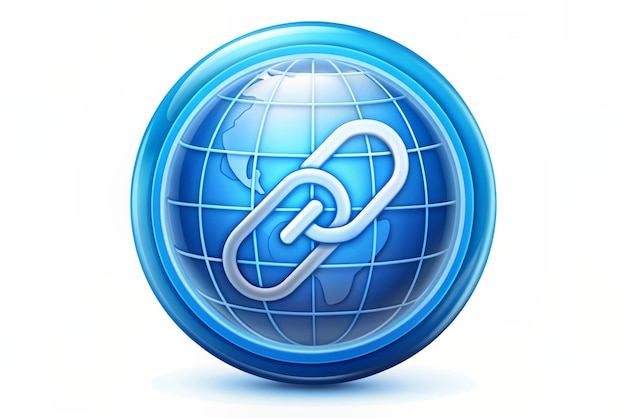 3D Globe hyperlink icon Search WWW sign Web hosting technology Browser search website page Trendy and modern vector in 3d style