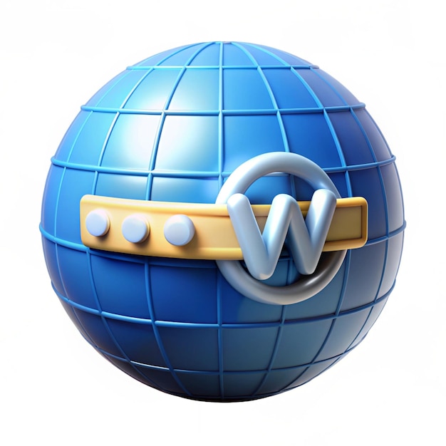 Photo 3d globe hyperlink icon search www sign web hosting technology browser search website page trendy and modern vector in 3d style