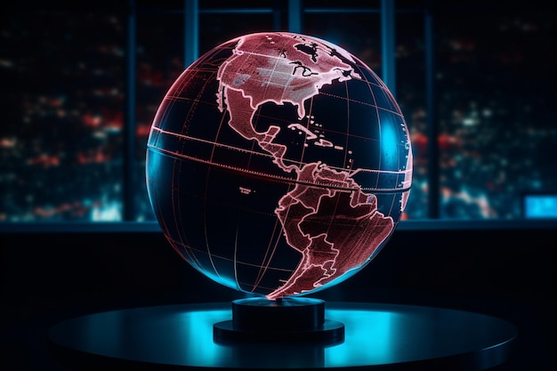 A 3d globe with the united states on it