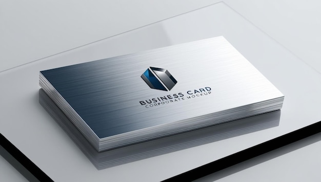 3D Glossy Business Card Logo Mockup with Sleek Finish HighQuality Professional Visual