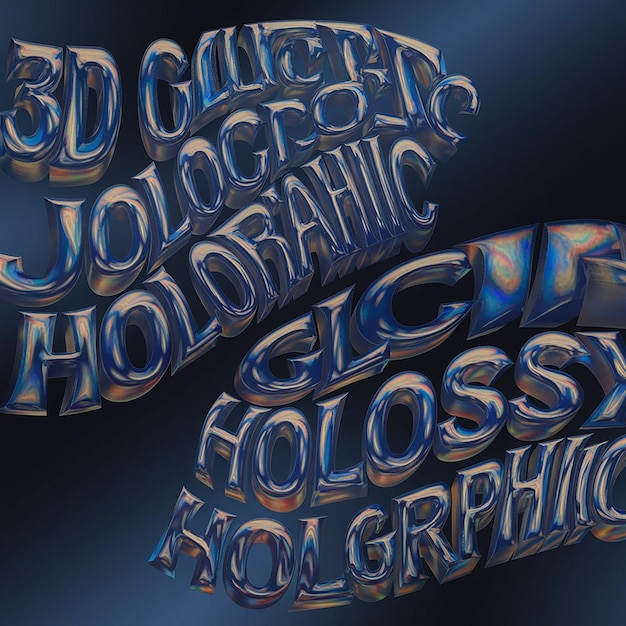 Photo 3d glossy holographic letter flow