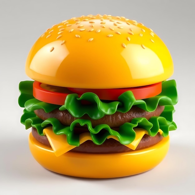 3D Glossy Plastic Burger Design