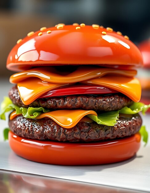 Photo 3d glossy plastic burger design