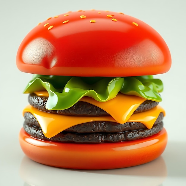 3D Glossy Plastic Burger Design