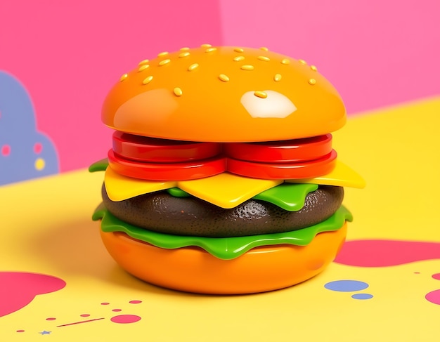 Photo 3d glossy plastic burger design